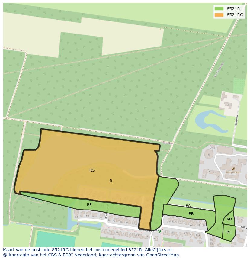Afbeelding van het postcodegebied 8521 RG op de kaart.