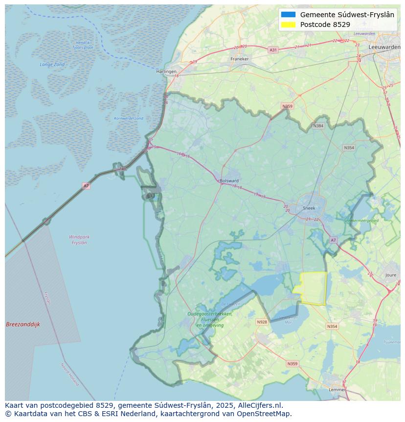 Afbeelding van het postcodegebied 8529 op de kaart.