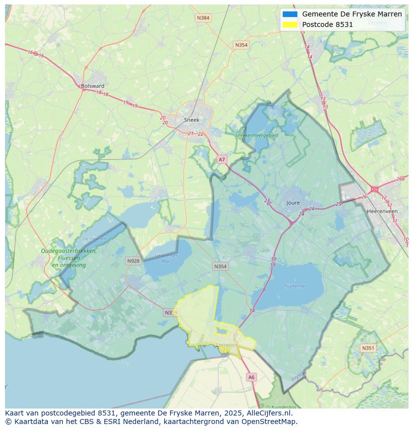 Afbeelding van het postcodegebied 8531 op de kaart.
