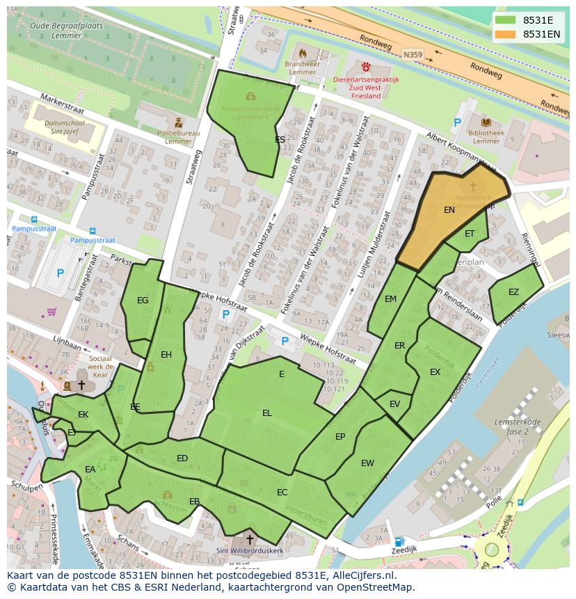 Afbeelding van het postcodegebied 8531 EN op de kaart.