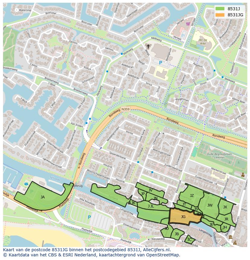 Afbeelding van het postcodegebied 8531 JG op de kaart.