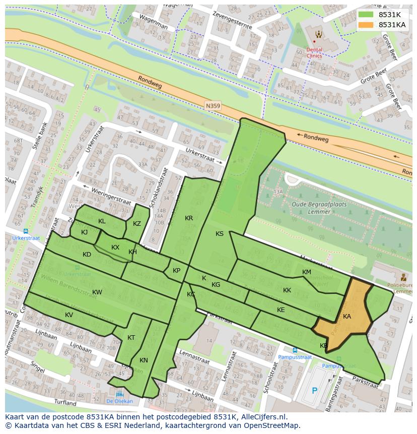 Afbeelding van het postcodegebied 8531 KA op de kaart.