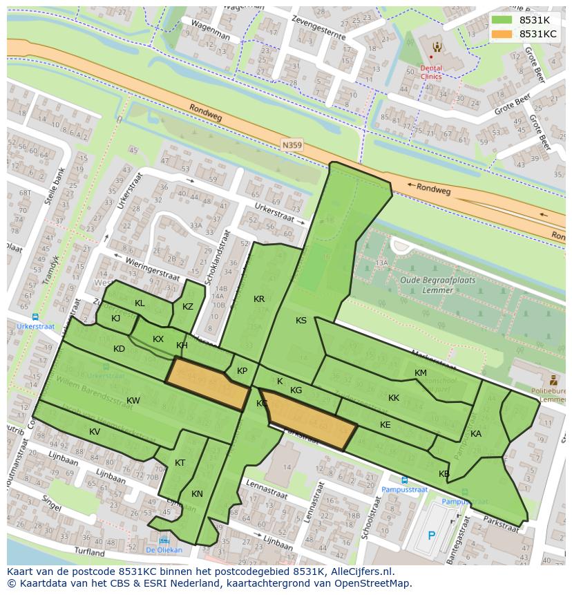 Afbeelding van het postcodegebied 8531 KC op de kaart.