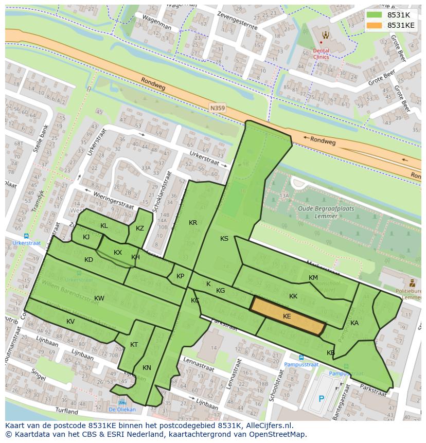 Afbeelding van het postcodegebied 8531 KE op de kaart.