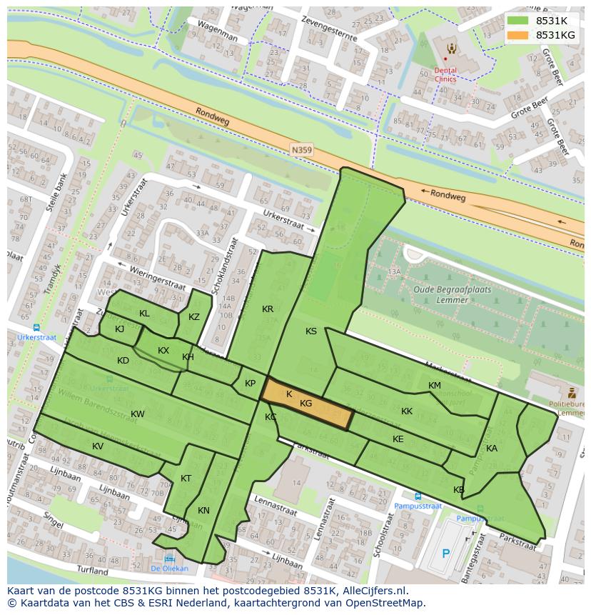 Afbeelding van het postcodegebied 8531 KG op de kaart.