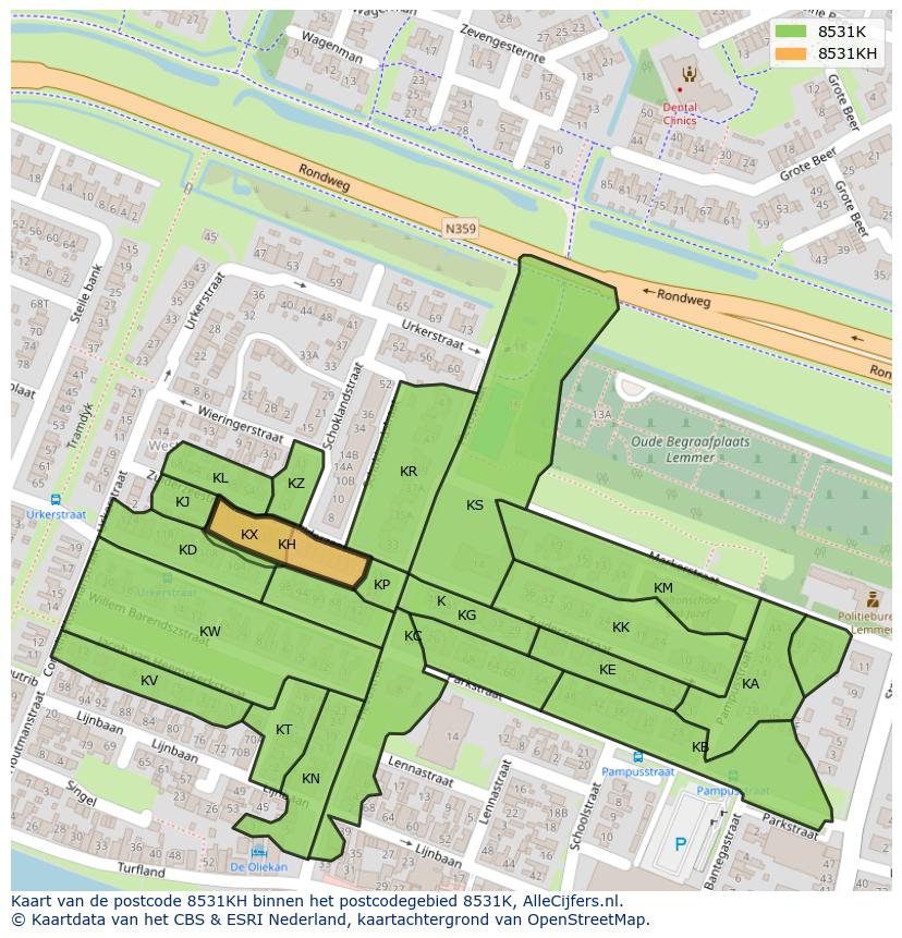 Afbeelding van het postcodegebied 8531 KH op de kaart.