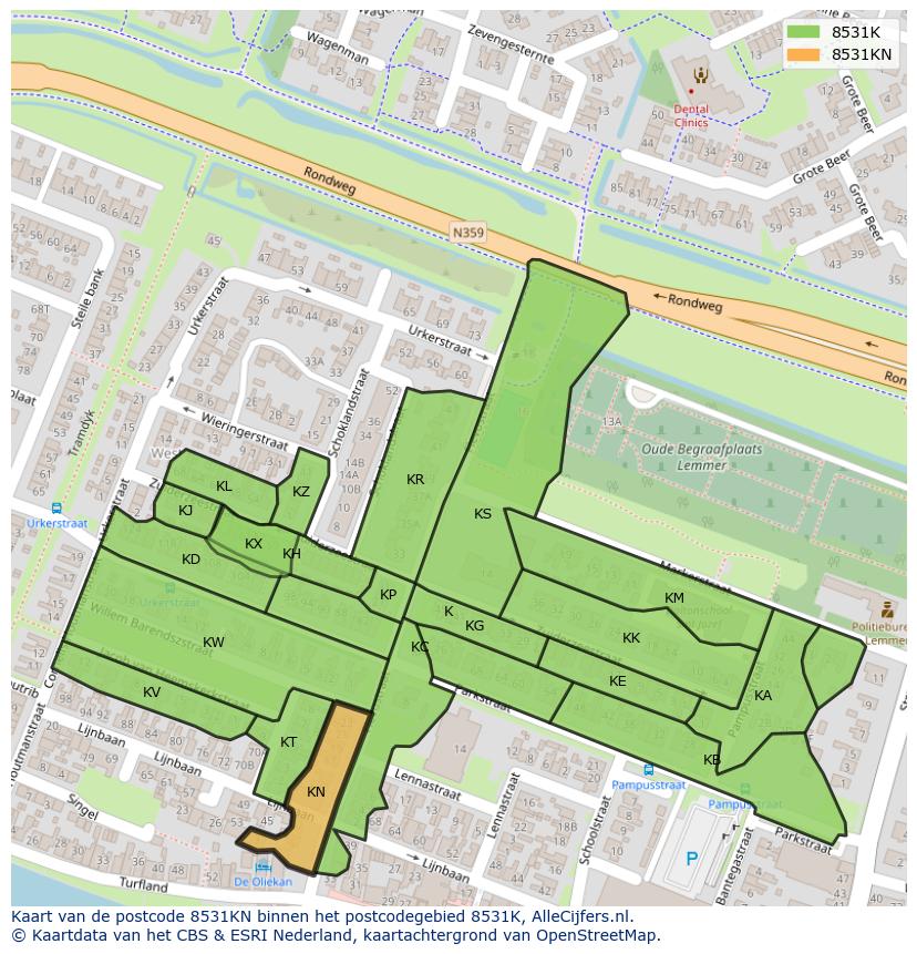 Afbeelding van het postcodegebied 8531 KN op de kaart.