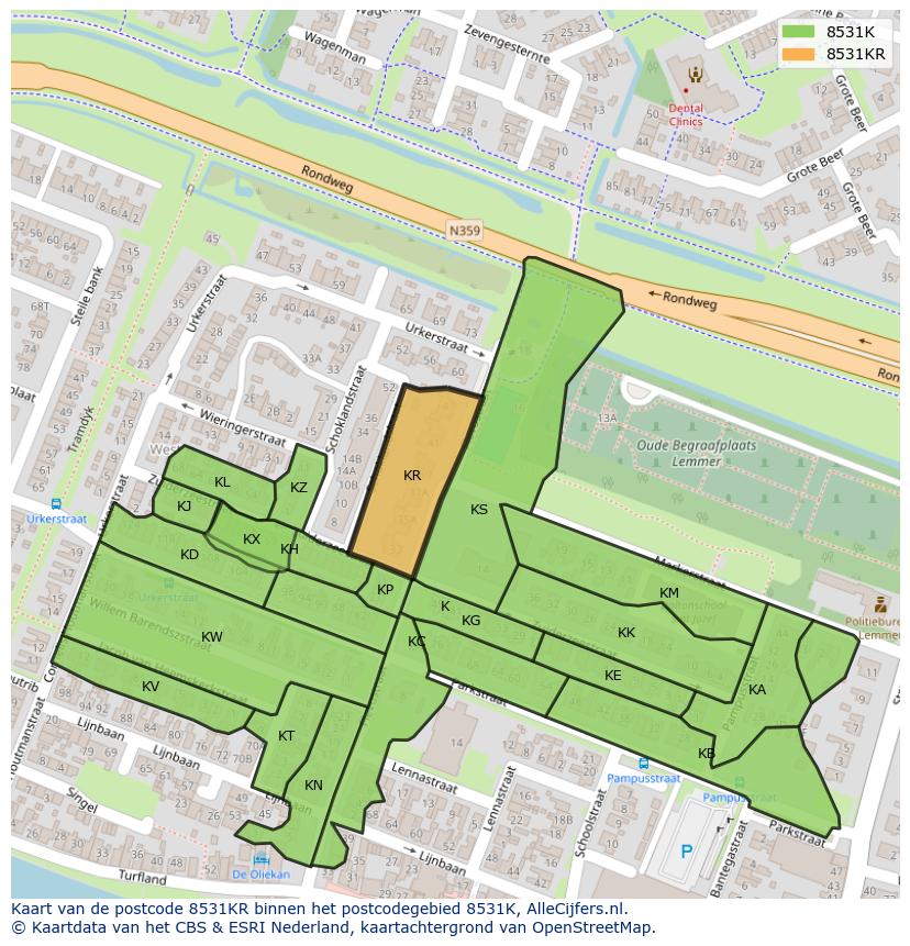 Afbeelding van het postcodegebied 8531 KR op de kaart.