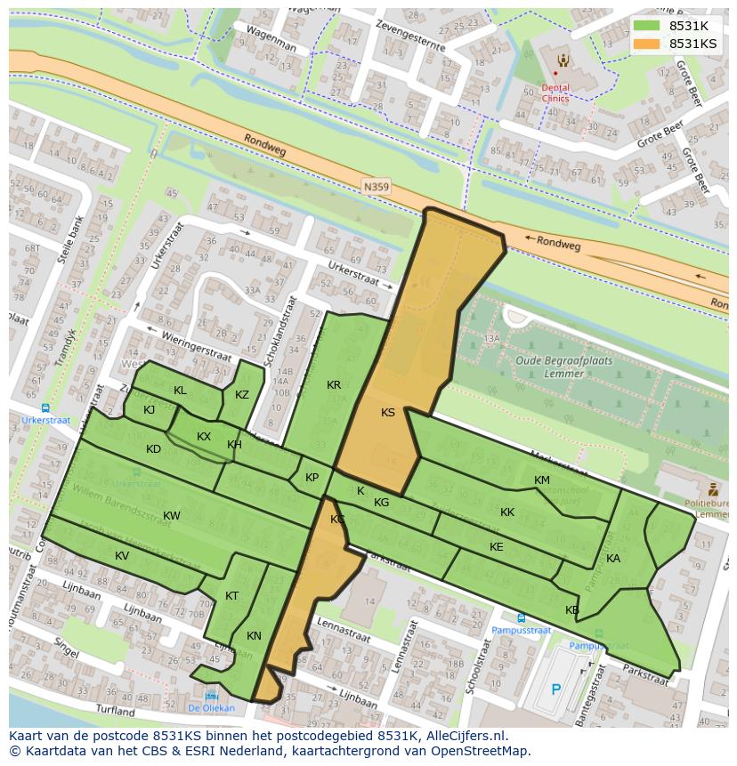 Afbeelding van het postcodegebied 8531 KS op de kaart.