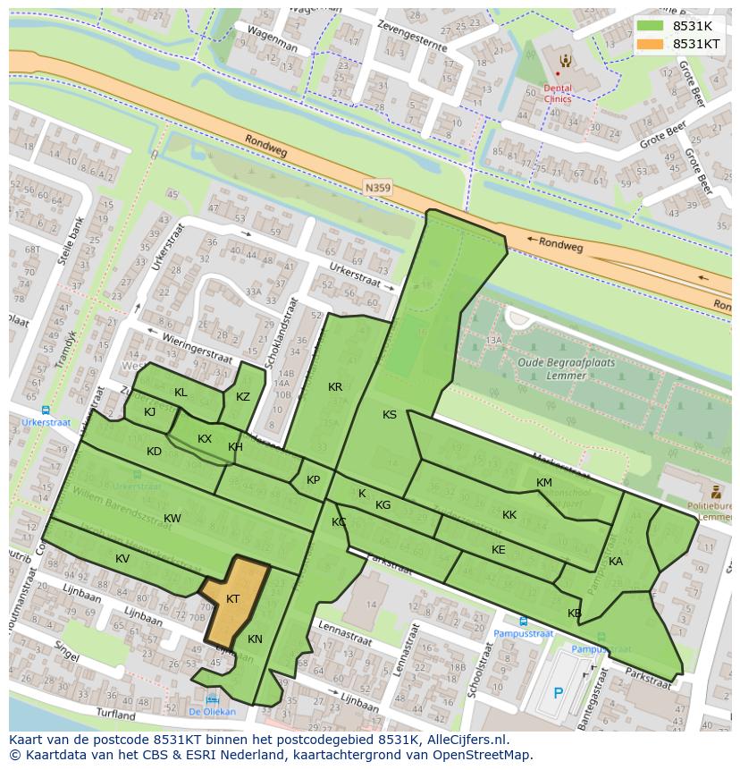Afbeelding van het postcodegebied 8531 KT op de kaart.