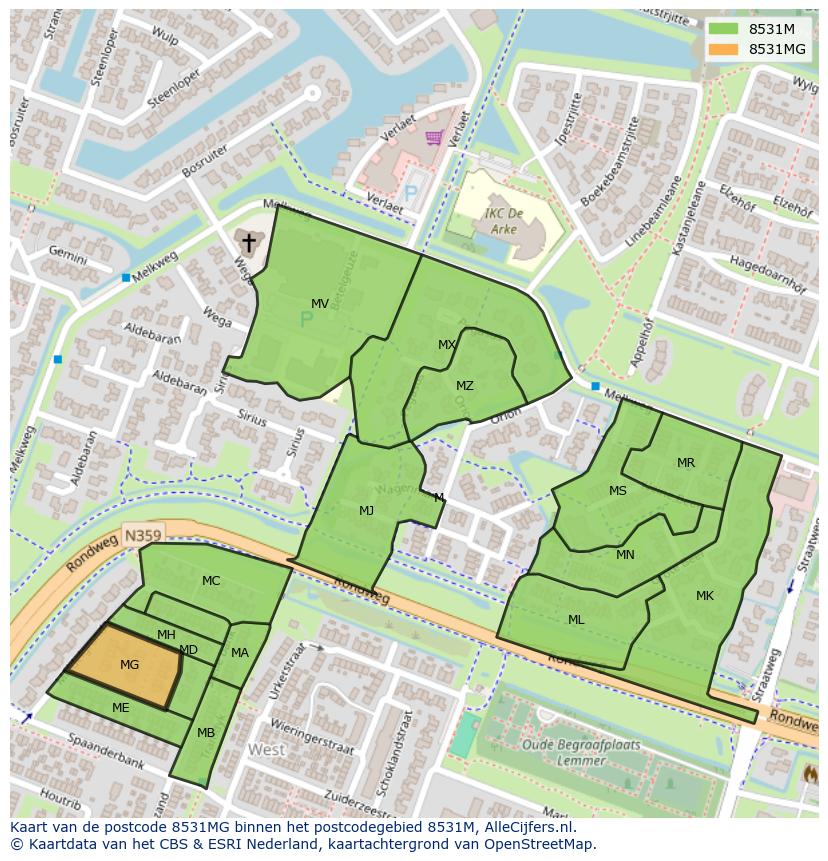 Afbeelding van het postcodegebied 8531 MG op de kaart.