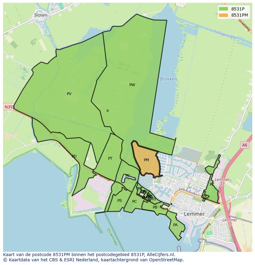 Afbeelding van het postcodegebied 8531 PM op de kaart.