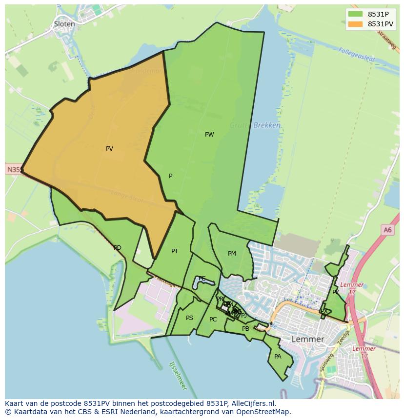 Afbeelding van het postcodegebied 8531 PV op de kaart.