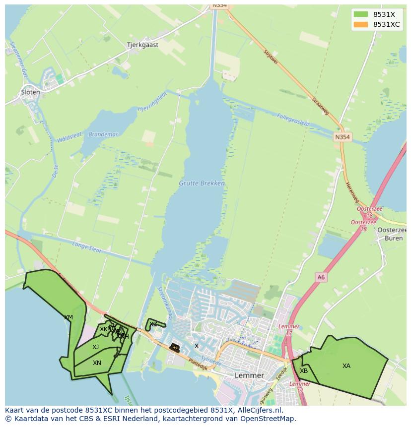 Afbeelding van het postcodegebied 8531 XC op de kaart.