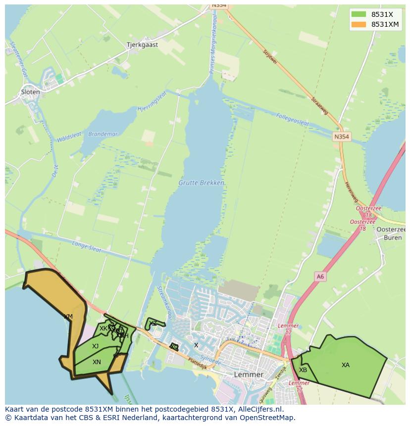 Afbeelding van het postcodegebied 8531 XM op de kaart.