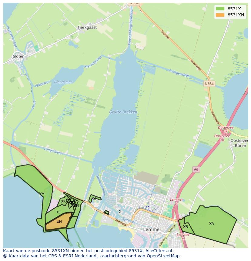 Afbeelding van het postcodegebied 8531 XN op de kaart.