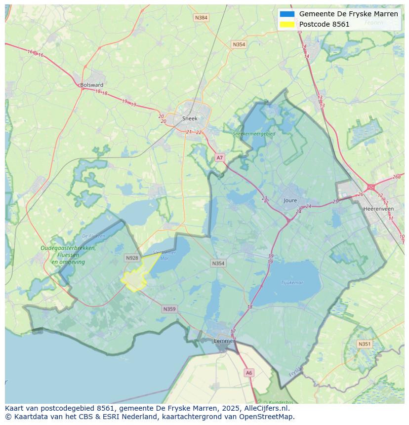 Afbeelding van het postcodegebied 8561 op de kaart.