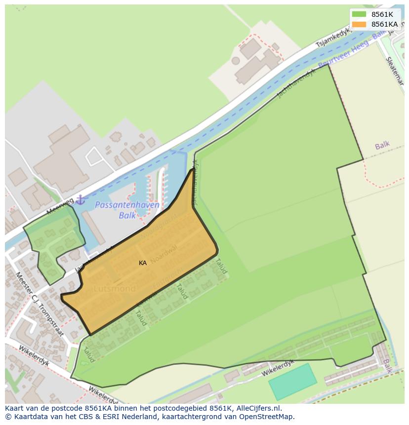 Afbeelding van het postcodegebied 8561 KA op de kaart.