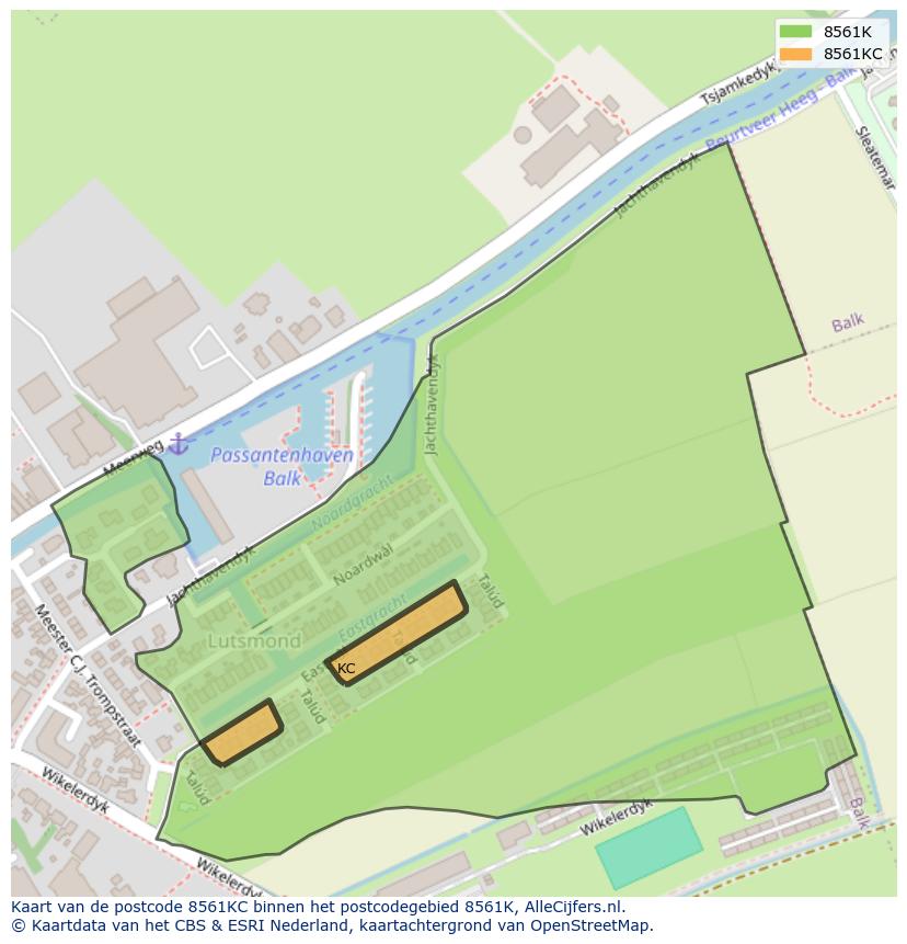 Afbeelding van het postcodegebied 8561 KC op de kaart.