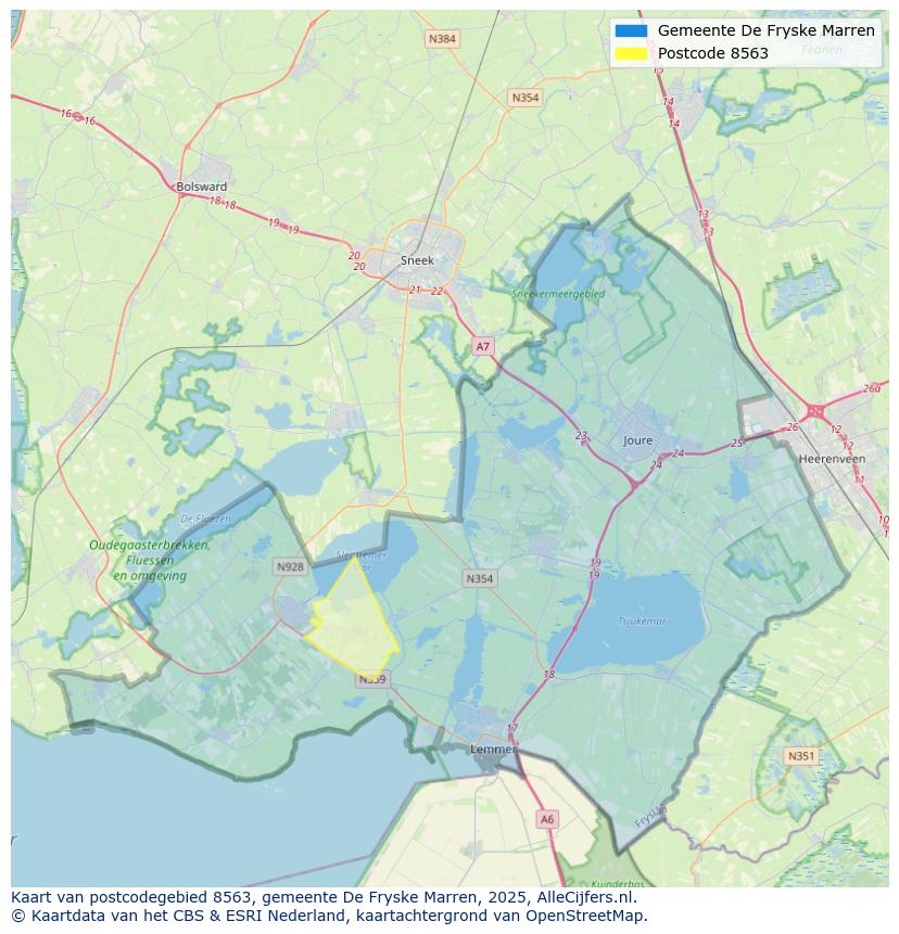 Afbeelding van het postcodegebied 8563 op de kaart.