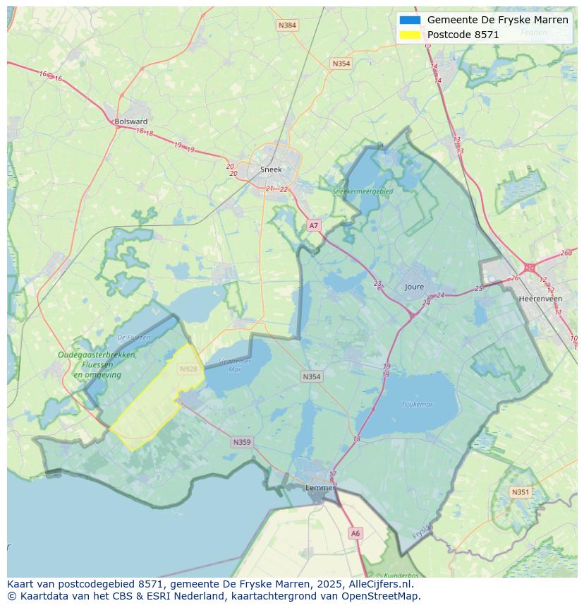 Afbeelding van het postcodegebied 8571 op de kaart.