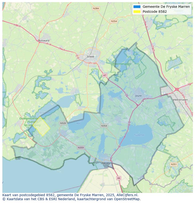 Afbeelding van het postcodegebied 8582 op de kaart.