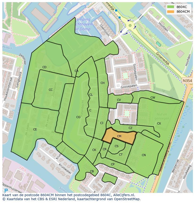 Afbeelding van het postcodegebied 8604 CM op de kaart.
