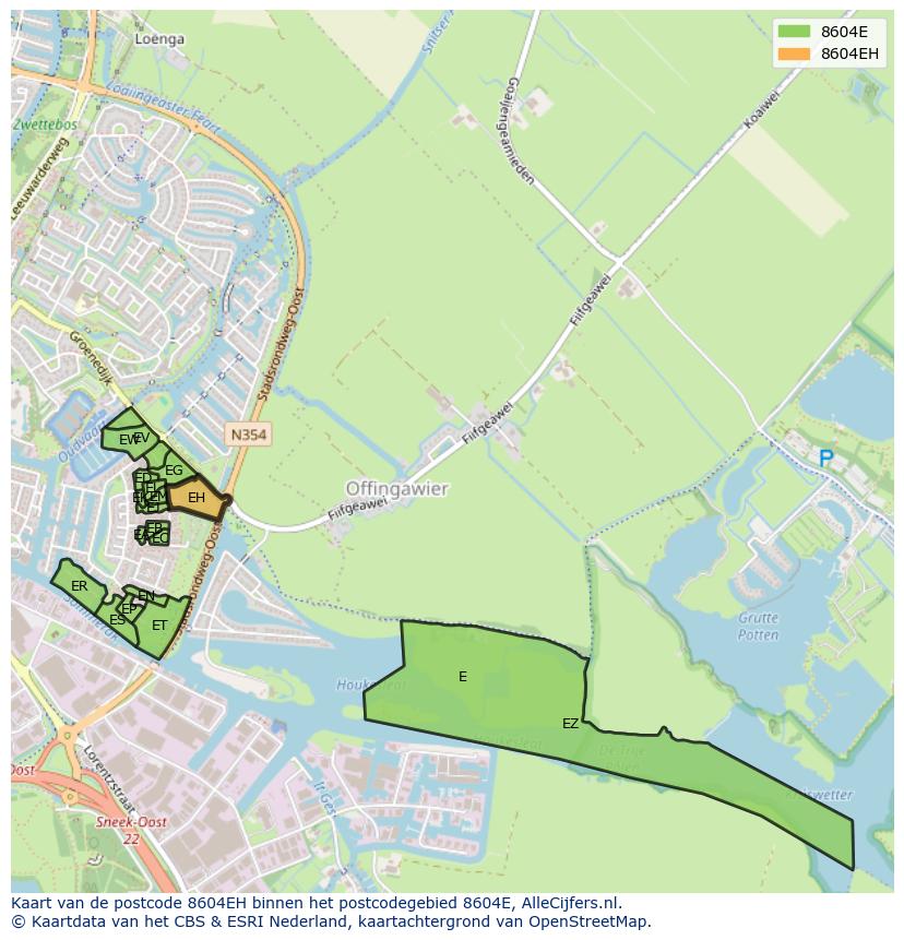 Afbeelding van het postcodegebied 8604 EH op de kaart.