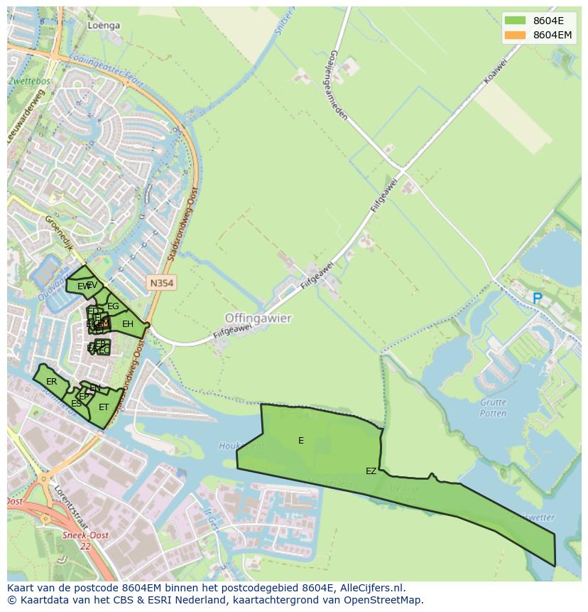 Afbeelding van het postcodegebied 8604 EM op de kaart.