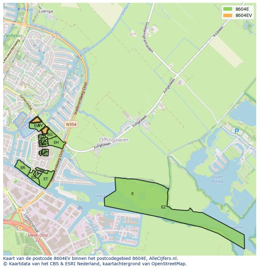 Afbeelding van het postcodegebied 8604 EV op de kaart.