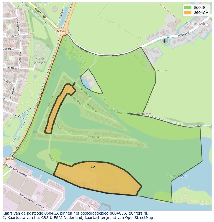 Afbeelding van het postcodegebied 8604 GA op de kaart.