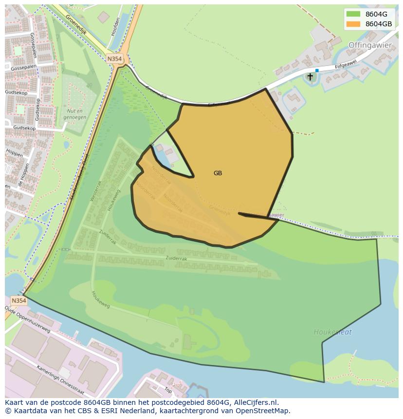Afbeelding van het postcodegebied 8604 GB op de kaart.