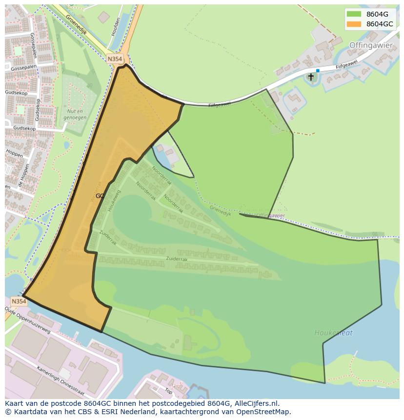 Afbeelding van het postcodegebied 8604 GC op de kaart.