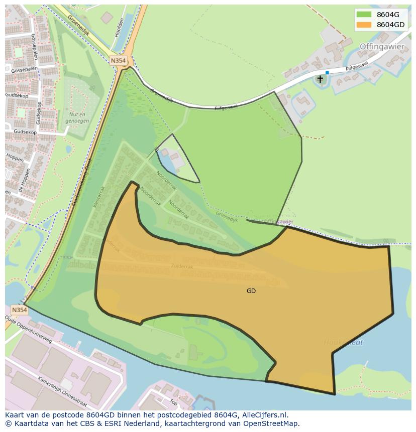 Afbeelding van het postcodegebied 8604 GD op de kaart.