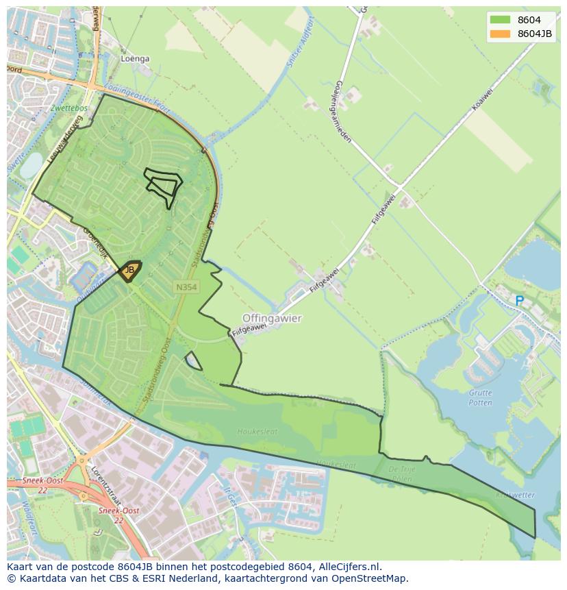 Afbeelding van het postcodegebied 8604 JB op de kaart.