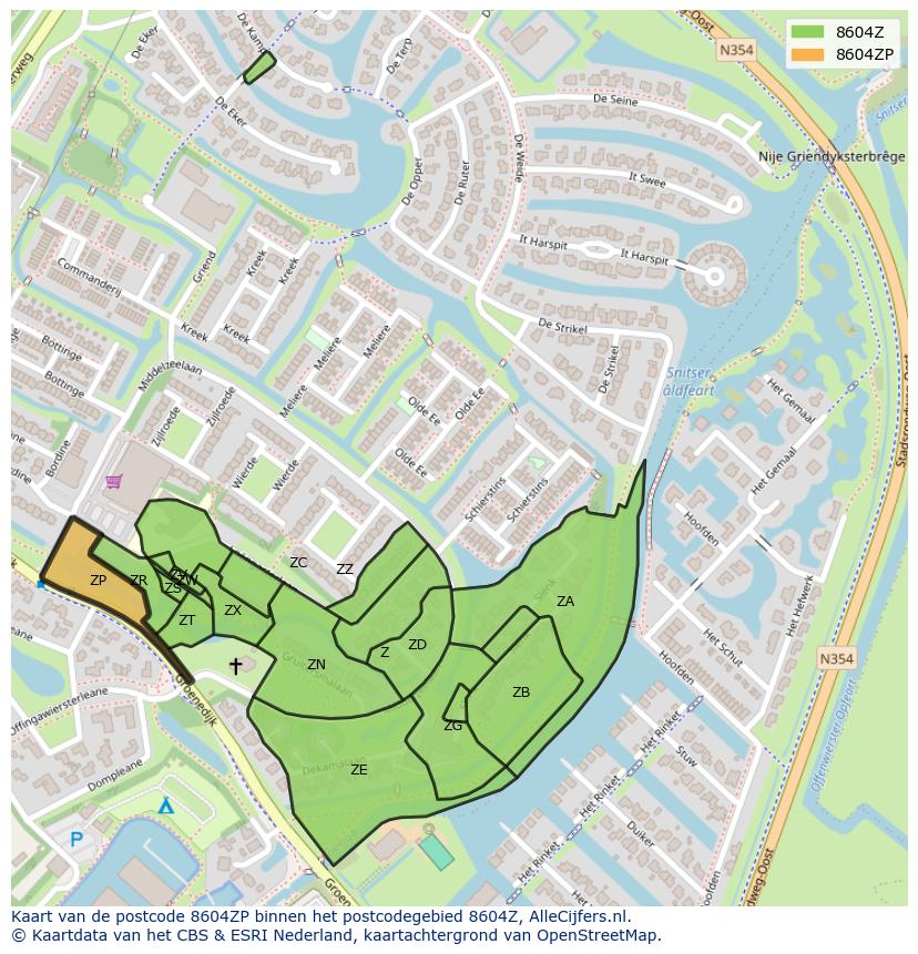 Afbeelding van het postcodegebied 8604 ZP op de kaart.