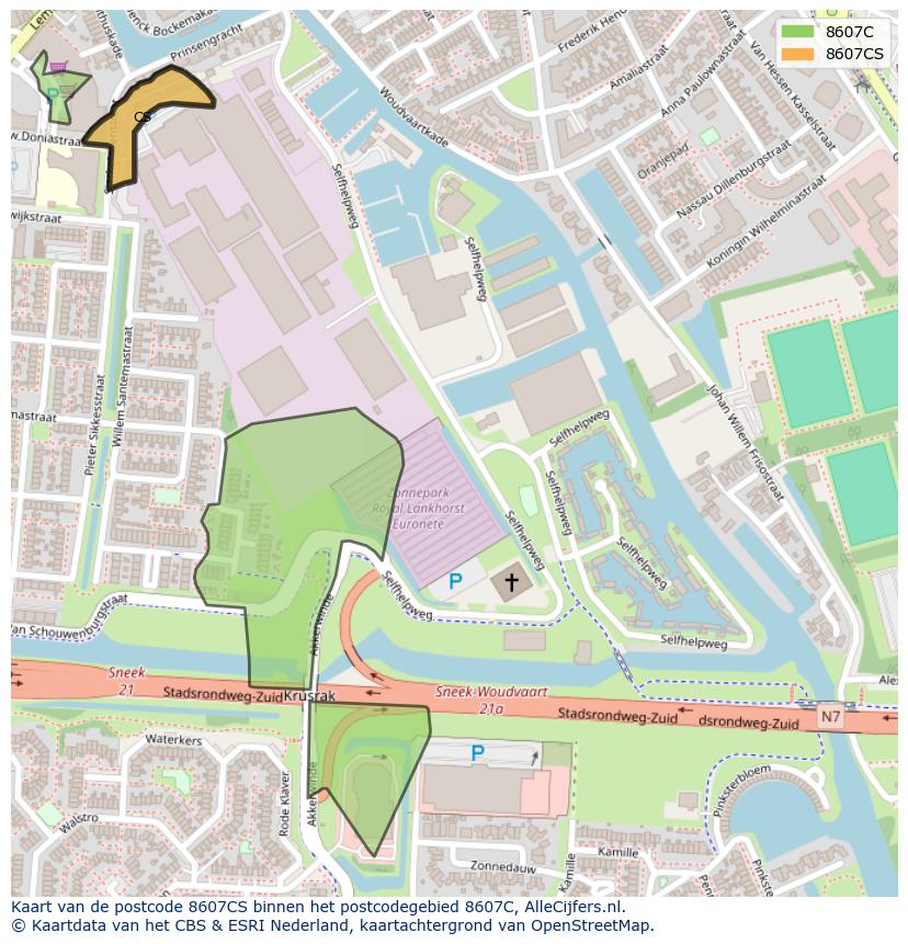 Afbeelding van het postcodegebied 8607 CS op de kaart.