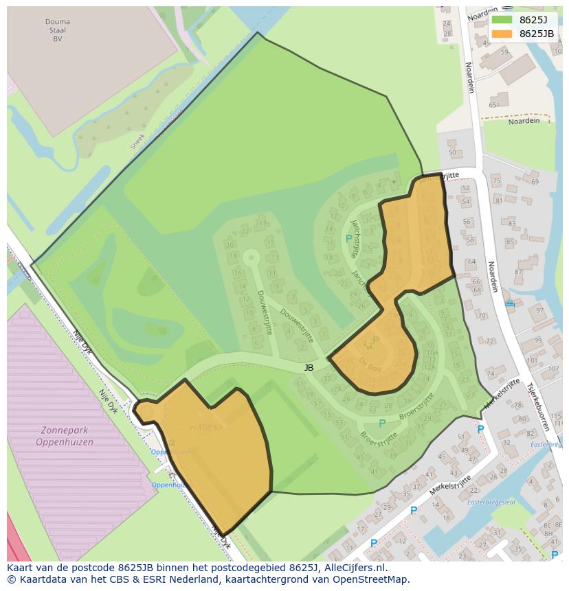 Afbeelding van het postcodegebied 8625 JB op de kaart.