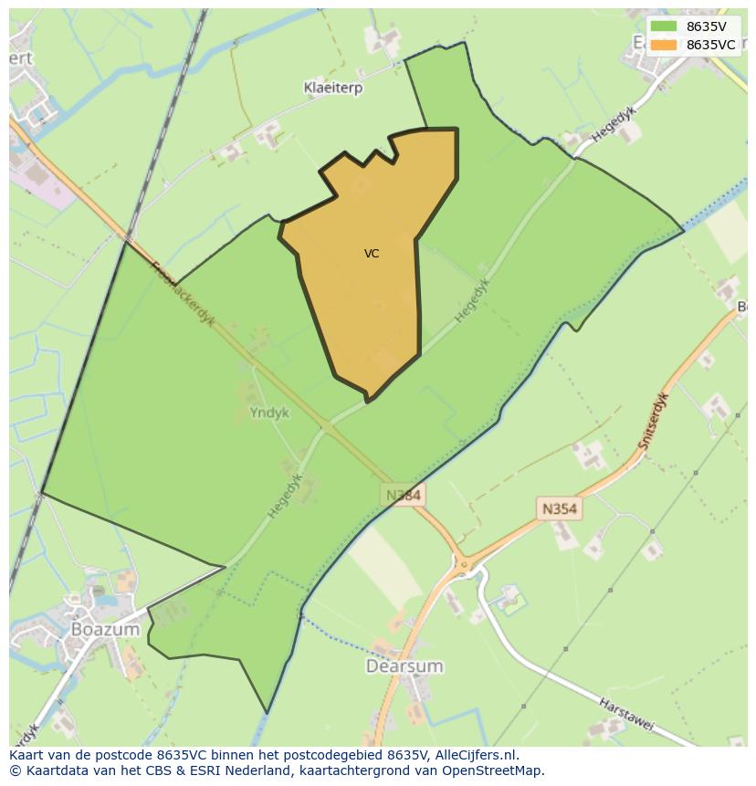 Afbeelding van het postcodegebied 8635 VC op de kaart.