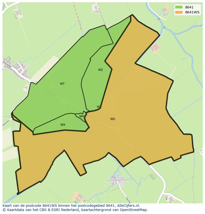 Afbeelding van het postcodegebied 8641 WS op de kaart.