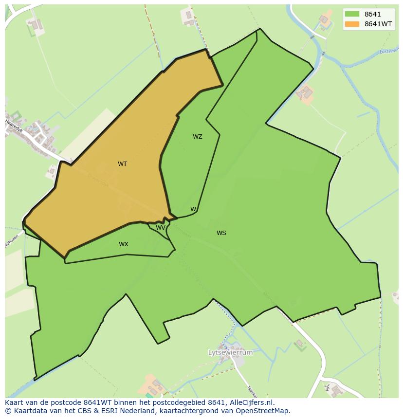 Afbeelding van het postcodegebied 8641 WT op de kaart.