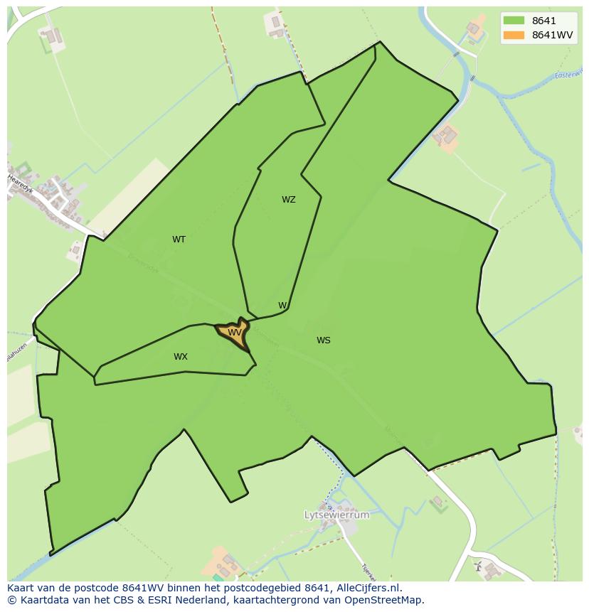 Afbeelding van het postcodegebied 8641 WV op de kaart.