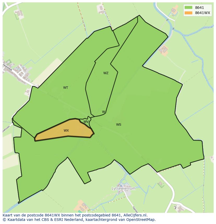 Afbeelding van het postcodegebied 8641 WX op de kaart.