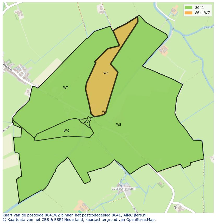 Afbeelding van het postcodegebied 8641 WZ op de kaart.