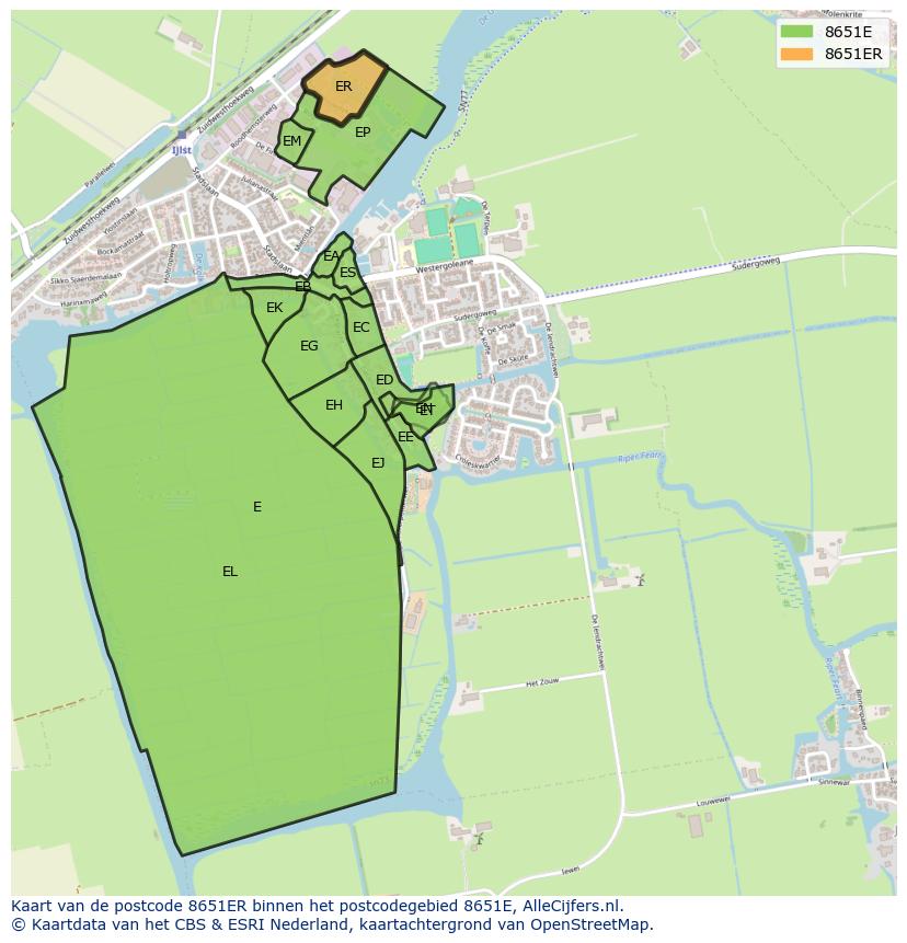 Afbeelding van het postcodegebied 8651 ER op de kaart.