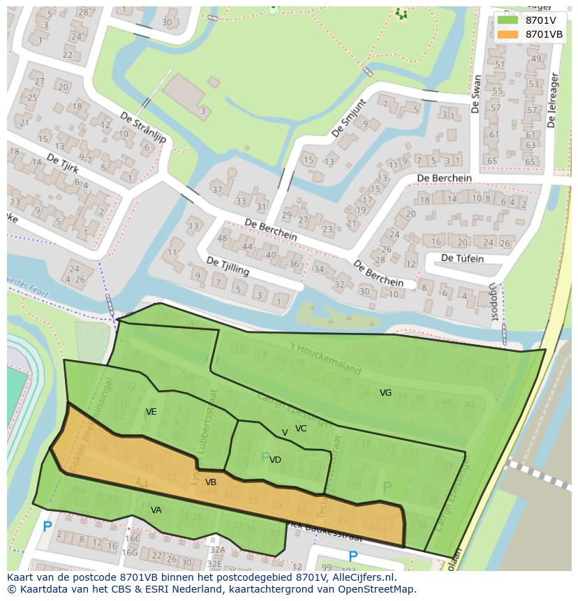 Afbeelding van het postcodegebied 8701 VB op de kaart.