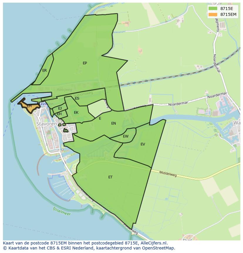 Afbeelding van het postcodegebied 8715 EM op de kaart.