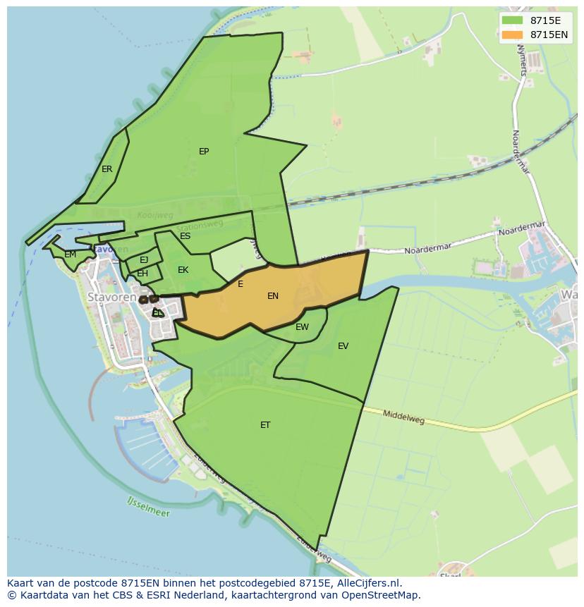 Afbeelding van het postcodegebied 8715 EN op de kaart.