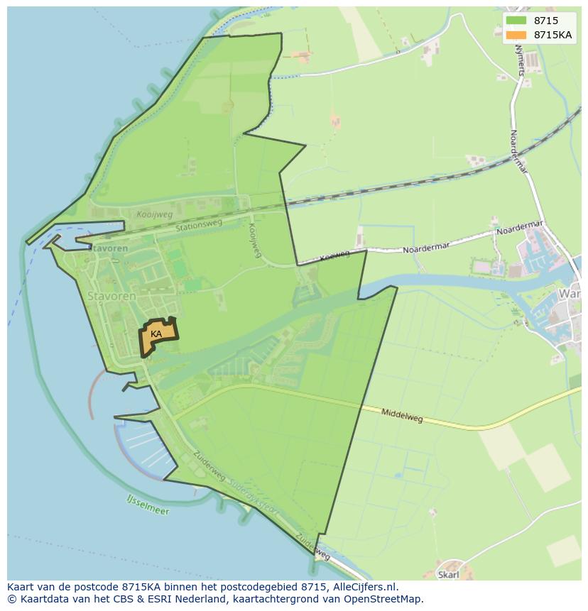 Afbeelding van het postcodegebied 8715 KA op de kaart.
