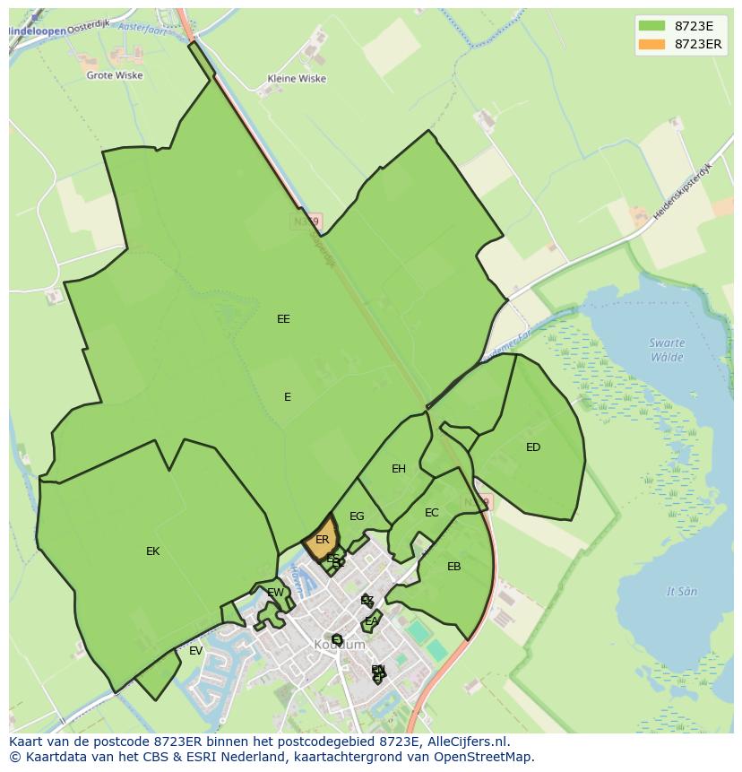 Afbeelding van het postcodegebied 8723 ER op de kaart.